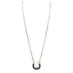 HERMES Jocket PM H500421FK89 Silver Black Hardware Calf Skin - None Necklace